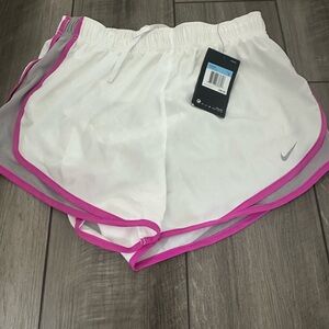 Nike Women's White Shorts with Pink Trim